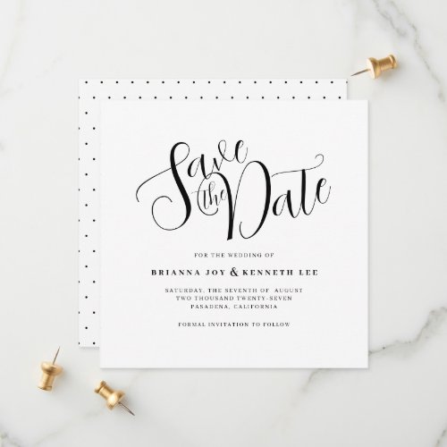 Simple Modern Typography White and Black Dot Save The Date