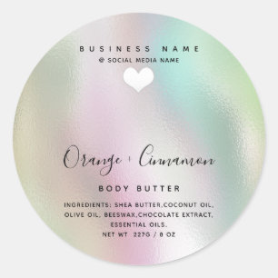 Simple modern typography white heart Body butter Classic Round Sticker