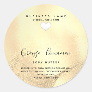 Simple modern typography white heart Body butter Classic Round Sticker