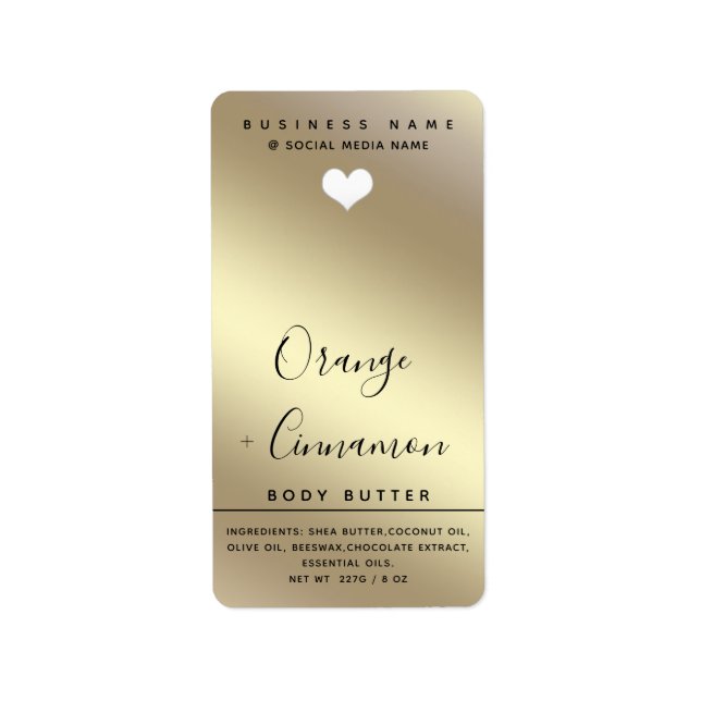 Simple modern  typography white heart Body butter  Label (Front)