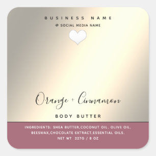 Simple modern typography white heart Body butter Square Sticker