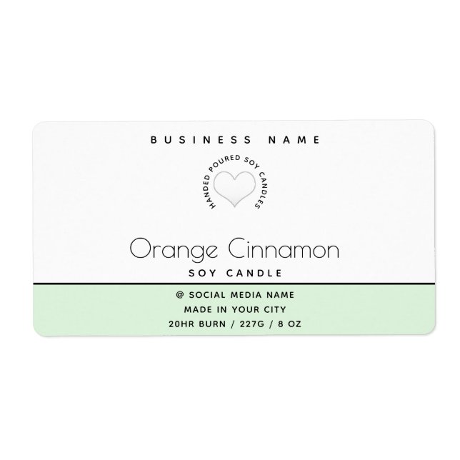 Simple modern  typography white heart  candle labe label (Front)