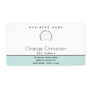 Simple modern  typography white heart  candle label
