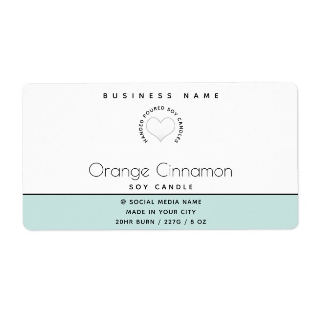 Simple modern  typography white heart  candle label (Front)