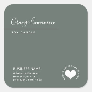 Simple Modern  Typography White Heart  Candle Square Sticker by Makidzona at Zazzle