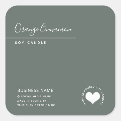 Simple modern  typography white heart  candle square sticker