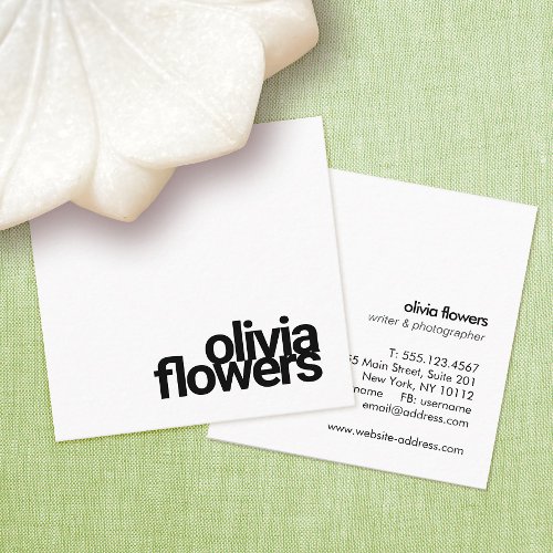 Simple Modern Typography White Square Business Card