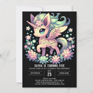 Simple Modern Unicorn Digital Birthday Invitation