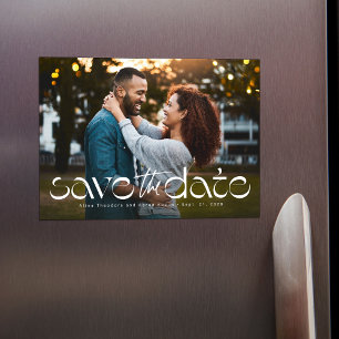 Simple modern unique type photo save the date magnetic invitation