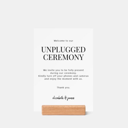 Simple Modern Unplugged Ceremony Wedding Reminder Holder