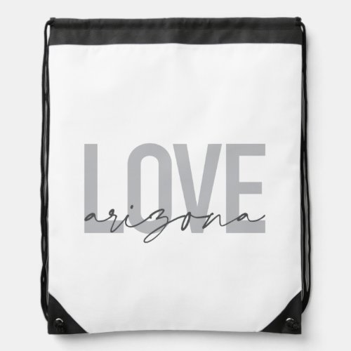 Simple modern urban cool design Love Arizona Drawstring Bag