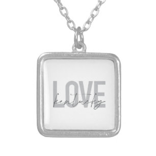 Simple, modern, urban, cool design Love Kentucky Silver Plated Necklace