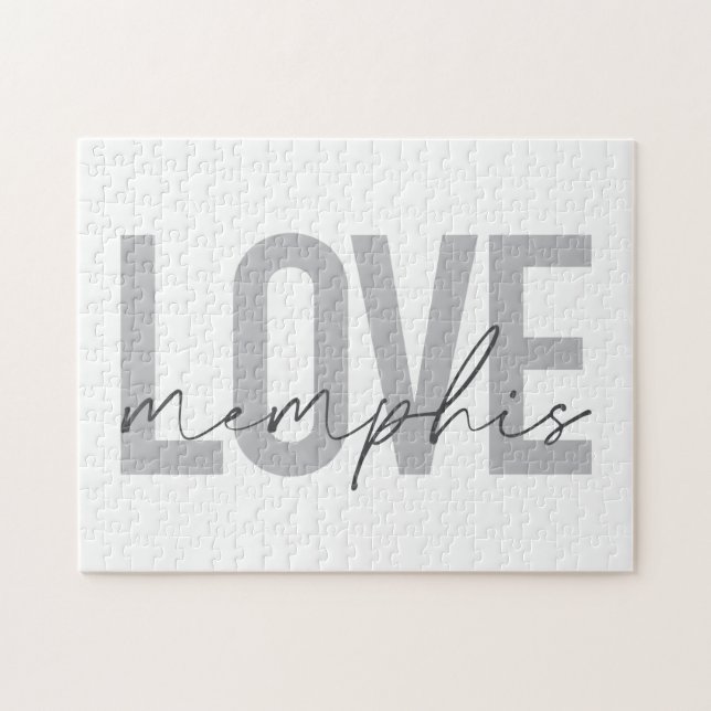 Simple, modern, urban, cool design Love Memphis Jigsaw Puzzle (Horizontal)
