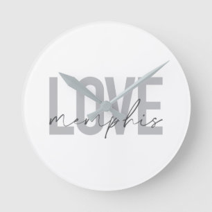 Simple, modern, urban, cool design Love Memphis Round Clock