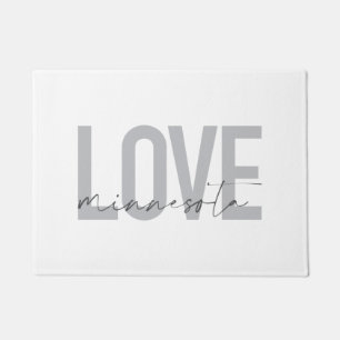 Simple, modern, urban, cool design Love Minnesota Doormat
