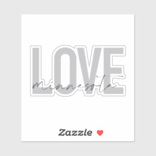 Simple, modern, urban, cool design Love Minnesota Sticker