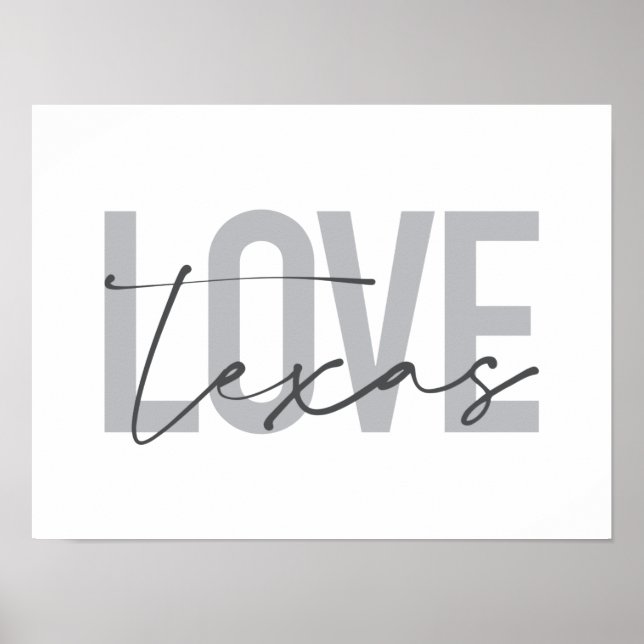 Simple, modern, urban, cool design Love Texas Poster (Front)