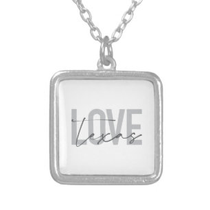 Simple, modern, urban, cool design Love Texas Silver Plated Necklace