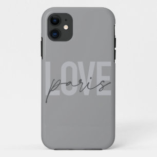 Simple, modern, urban, cool design of Love Paris iPhone 11 Case