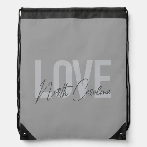 Simple modern urban design Love North Carolina Drawstring Bag