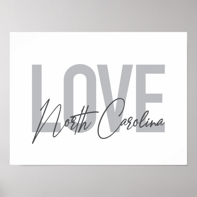 Simple, modern, urban design Love North Carolina Poster (Front)