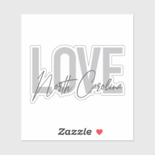 Simple, modern, urban design Love North Carolina Sticker