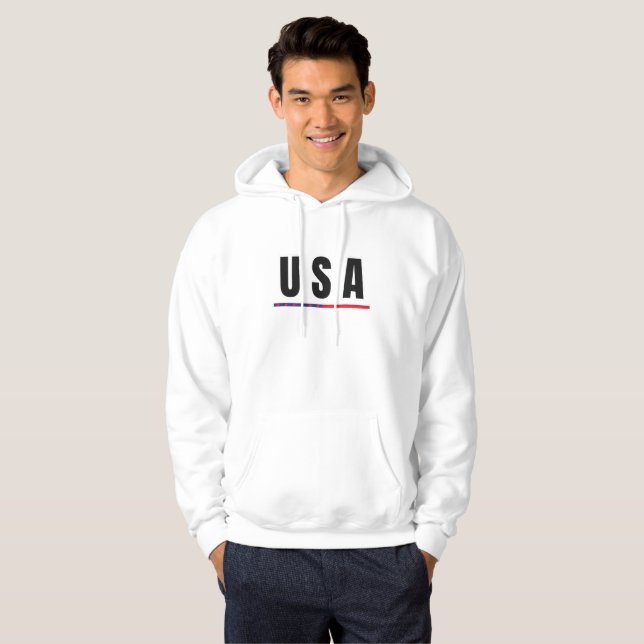 Simple Modern USA America Art Letter Flag Souvenir Hoodie (Front Full)