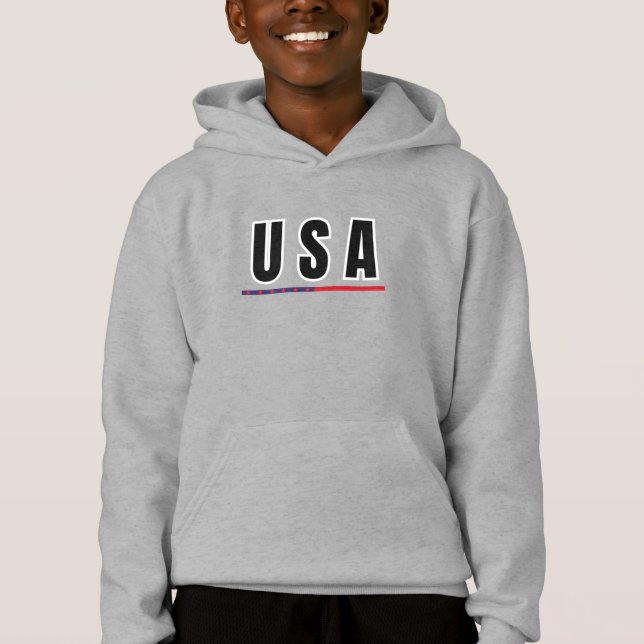 Simple Modern USA America Art Letter Flag Souvenir Hoodie (Front)