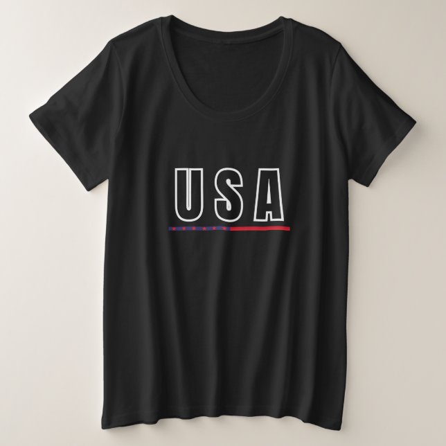 Simple Modern USA America Art Letter Flag Souvenir Plus Size T-Shirt (Design Front)