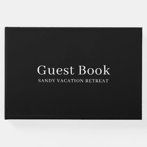 Simple Modern Vacation Rental Guest Book  Black