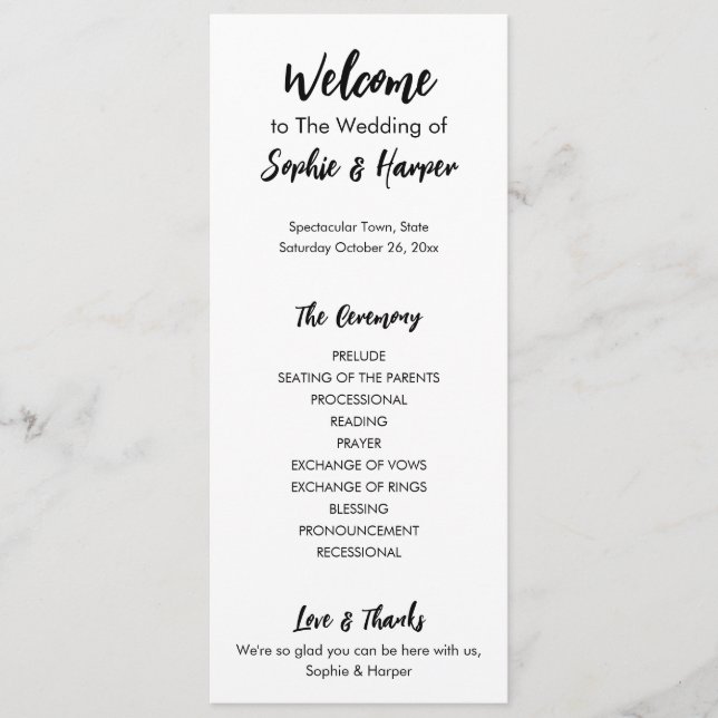 Simple Modern Versatile Casual Black & White Program (Front)