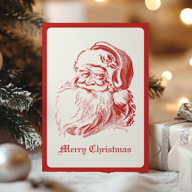 Simple Modern Vintage Santa Claus Christmas Holiday Card (Creator Uploaded)