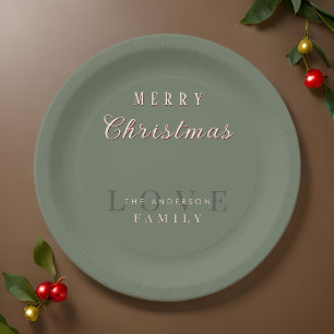 Simple Modern Vintage Typography Merry Christmas Paper Plates