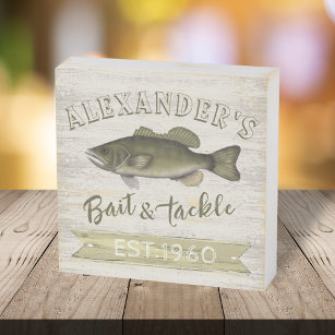 Simple Modern Vintage Wood Fisherman Custom Fish Wooden Box Sign