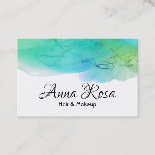  Simple Modern Watercolor Blue Aqua Abstract Business Card