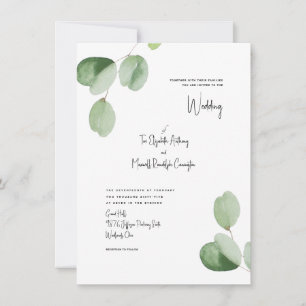 Simple Modern Watercolor Botancial Wedding Invitation