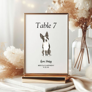 Simple Modern Watercolor Dog Wedding Table Number