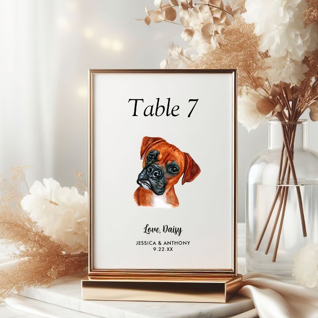 Simple Modern Watercolor Dog Wedding  Table Number (Creator Uploaded)