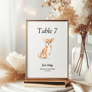 Simple Modern Watercolor Dog Wedding Table Number