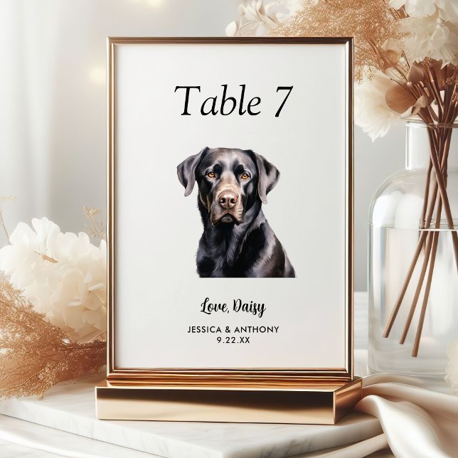 Simple Modern Watercolor Dog Wedding  Table Number (Creator Uploaded)