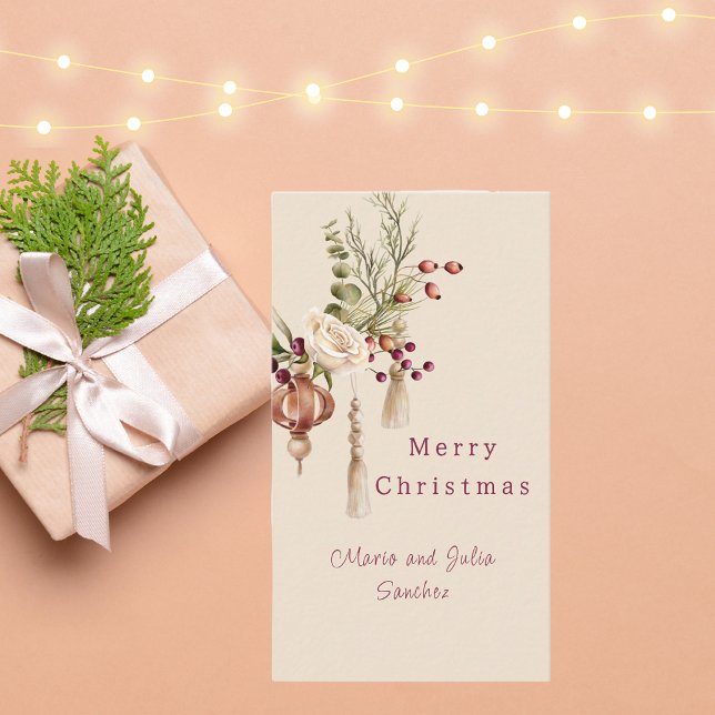 Simple Modern Watercolor Floral Christmas Note Card (Creator Uploaded)