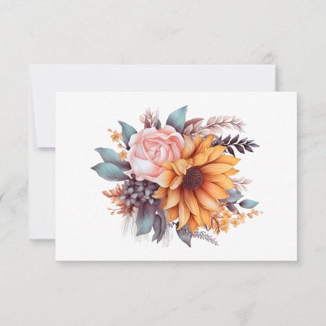Simple Modern Watercolor Floral Flat Note Card (Front)