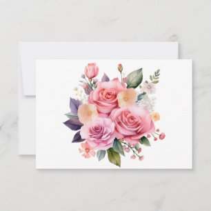 Simple Modern Watercolor Floral Flat Note Card