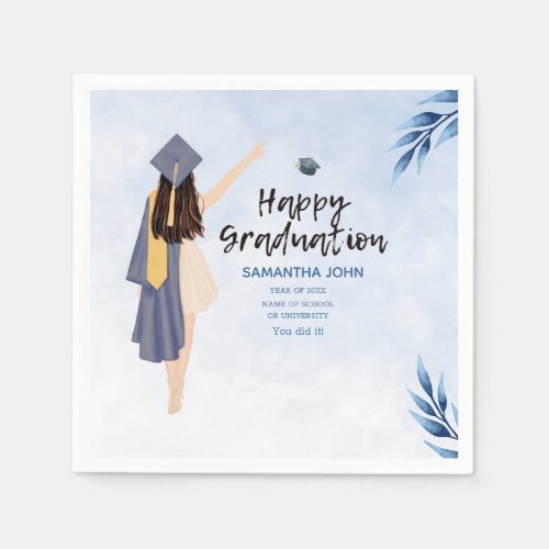 Simple Modern Watercolor Graduation Party Decor Napkins