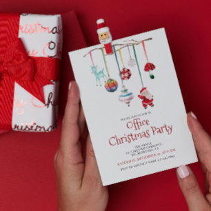 Simple Modern Watercolor Office Christmas Party Invitation