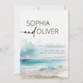 Simple Modern Watercolor Seaside Coastal Wedding Invitation | Zazzle