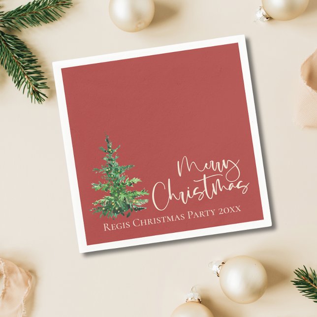 Simple Modern Watercolor Tree Christmas Party Napkins (Simple Modern Watercolor Tree Christmas Party Napkins)