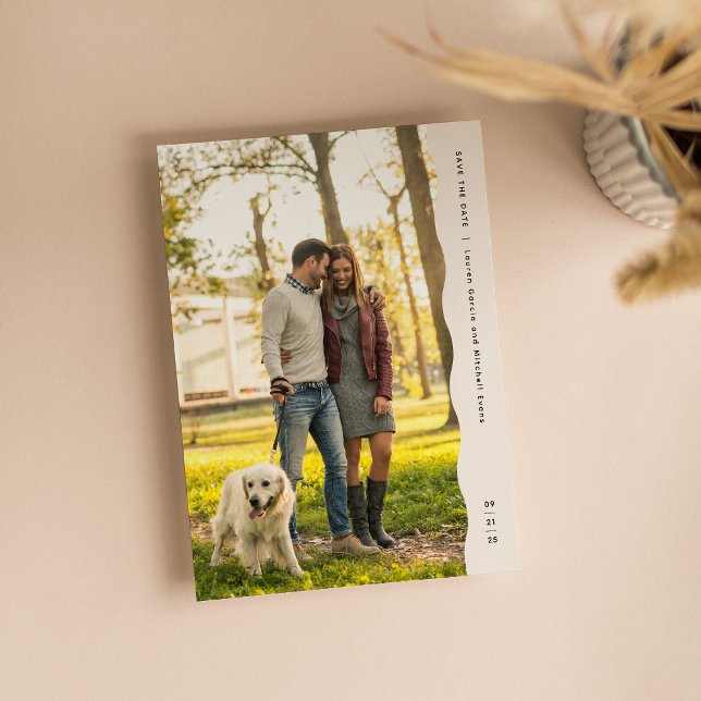 Simple modern wavy edge photo save the date (Creator Uploaded)