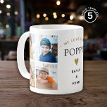 Simple Modern We Love You Poppy 8 Photo Collage  Coffee Mug<br><div class="desc">Make your grandpa feel extra special with a custom photo collage mug that captures precious memories shared with his grandchildren. This modern and minimalist design allows you to display 8 photos and grandchildren's names, making it a perfect gift for Grandparents Day, Father's Day, or his birthday. Show him how much...</div>