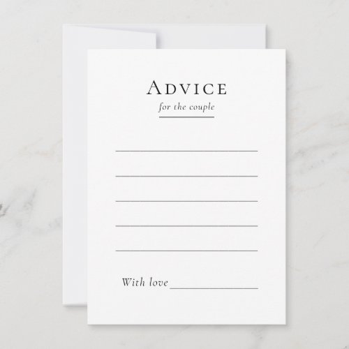 Simple Modern Wedding Advice Card